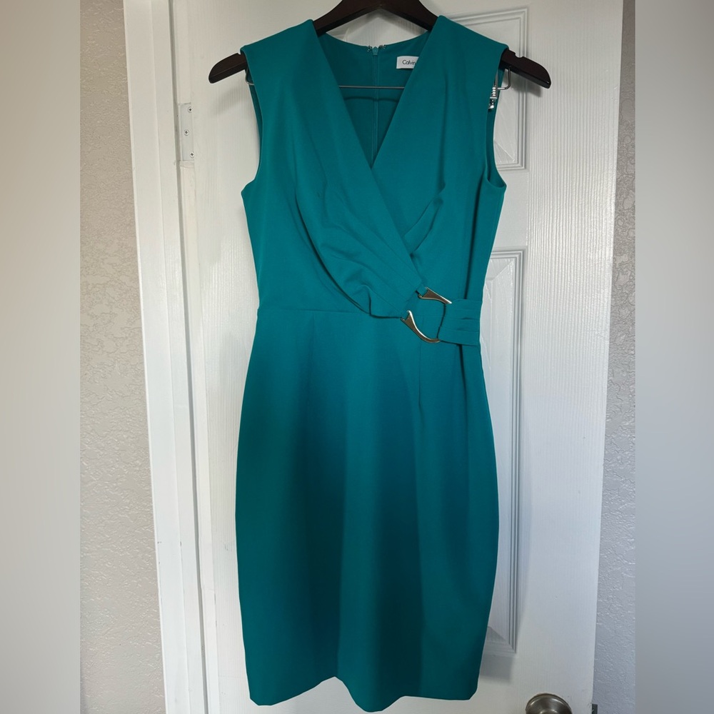 Calvin Klein Teal Midi Dress with Belt